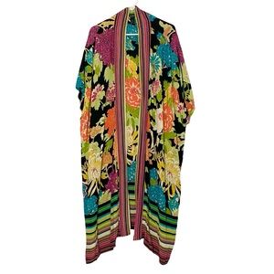 Millenium Floral Duster Cardigan Womens Plus Size 1X Rayon Light Weight Long